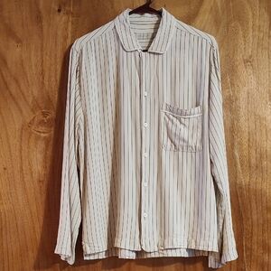 Urban Outfitters Standard Cloth Mens Pinstripe Pajama Top Cream Black Size Med
